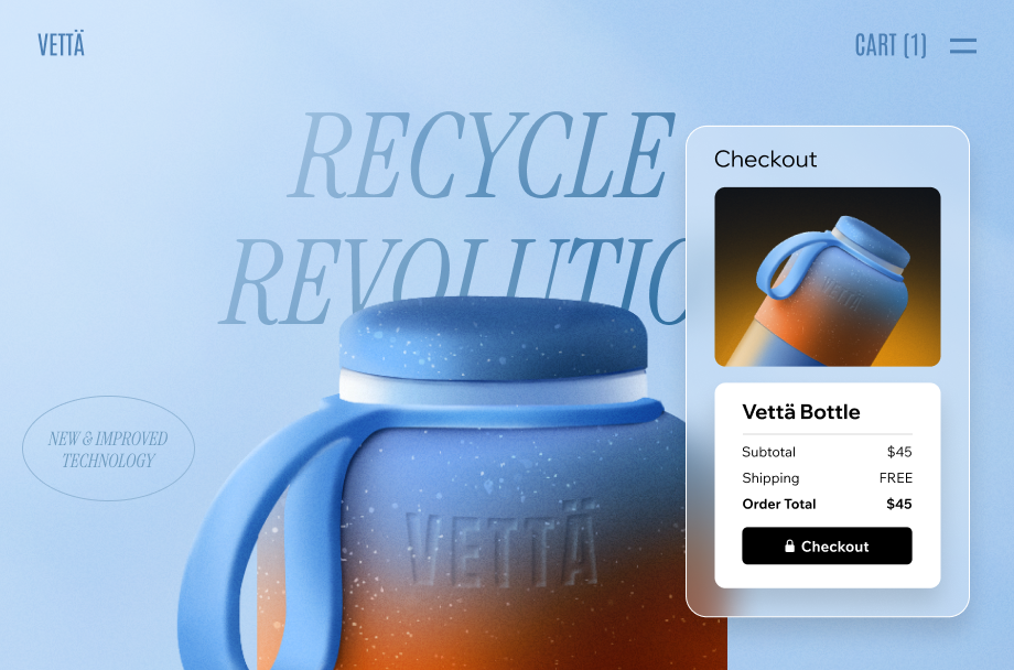 Example online shop with a product page and checkout